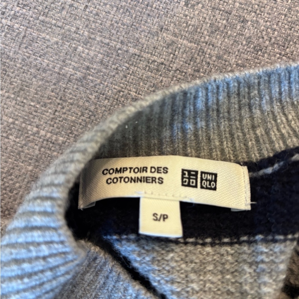 UNIQLO X COMPTOIR DES COTTONNIERS I S Striped Lambswool Sweater I grey navy blue - Picture 4 of 8